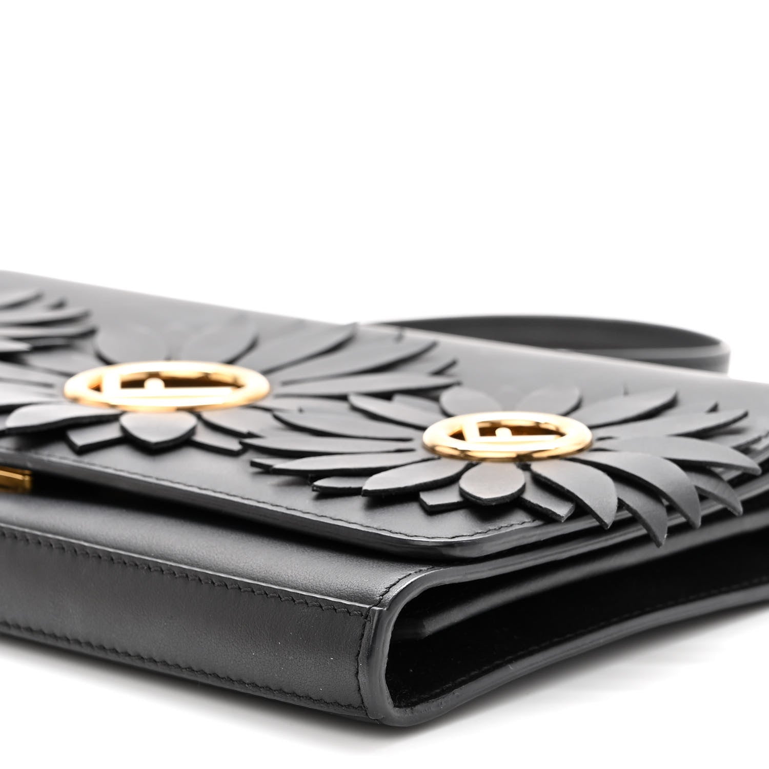 Fendi Vitello Liberty Century F is Fendi Floral Embellished Wallet On Chain Black 9 of 10