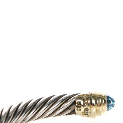 David Yurman Sterling Silver 14K Yellow Gold Blue Topaz 5mm Cable Classics Petite Color Bracelet 5 of 5