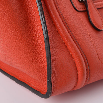 Celine Drummed Calfskin Mini Luggage Vermillion 12 of 16