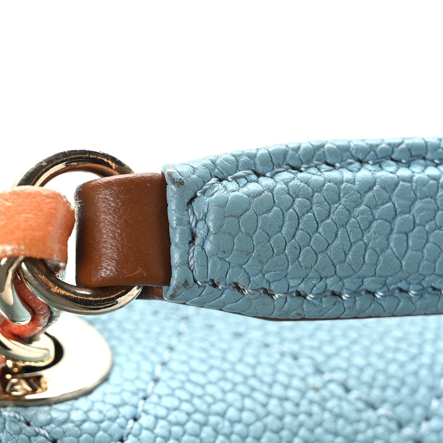 Grained Calfskin Quilted Medium Cuba Top Handle Flap Blue