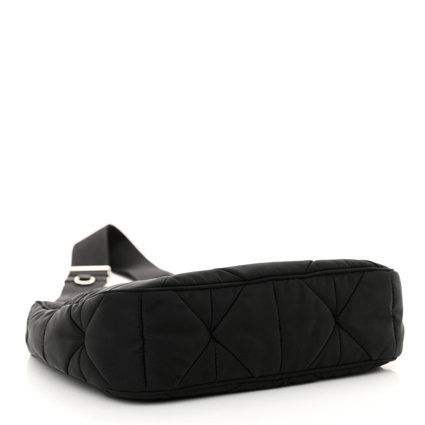 Re-Nylon Triangle Padded Patchwork Shoulder Bag Black