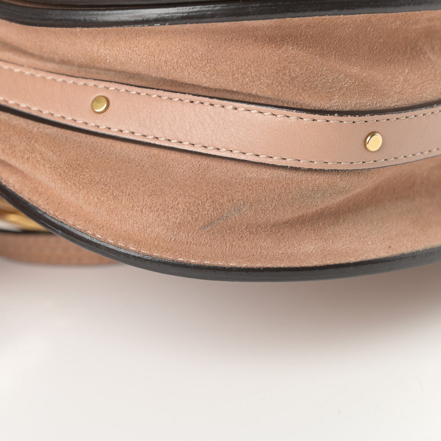 Calfskin Suede Medium Nile Bracelet Bag Biscotti Beige