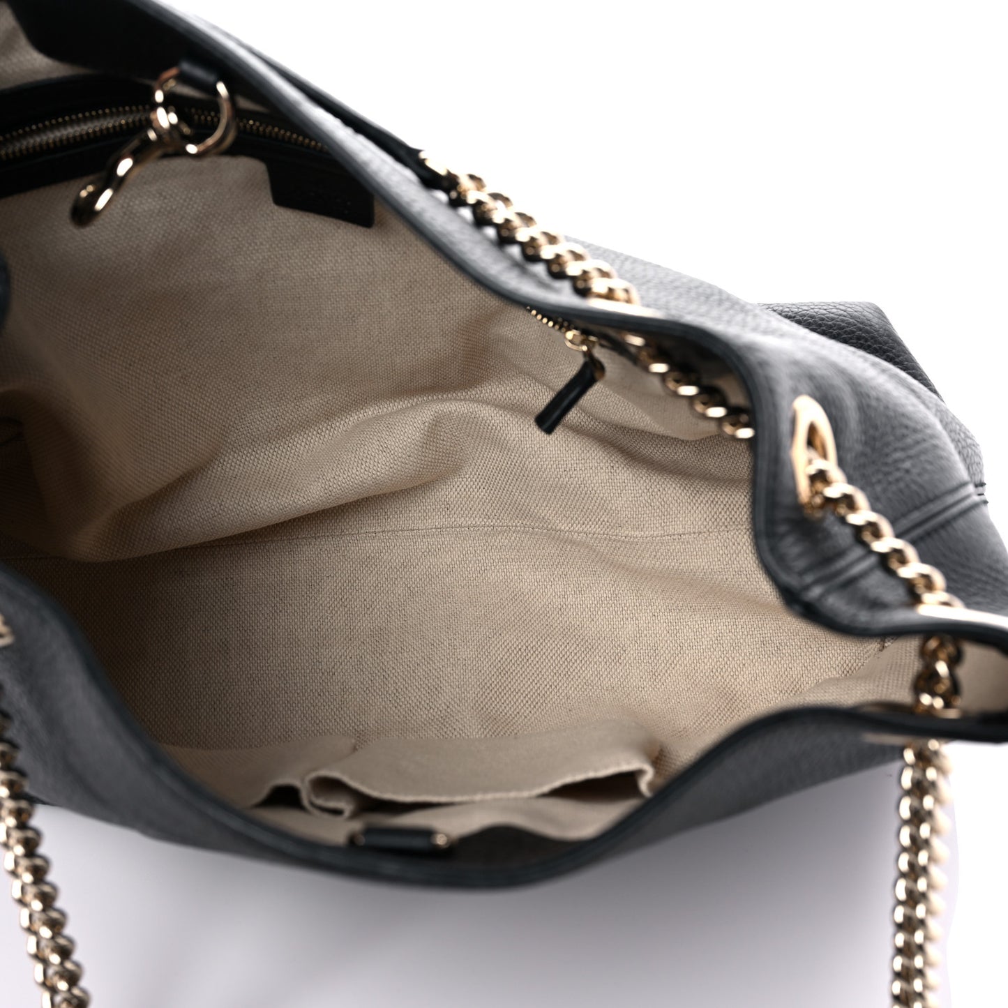 Pebbled Calfskin Medium Soho Chain Shoulder Bag Black