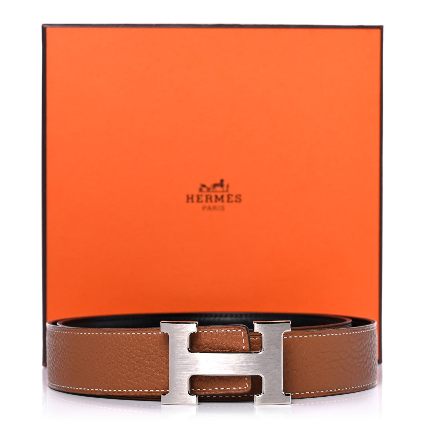 Hermes Box Togo 32mm H Belt 90 Black Gold 8 of 8