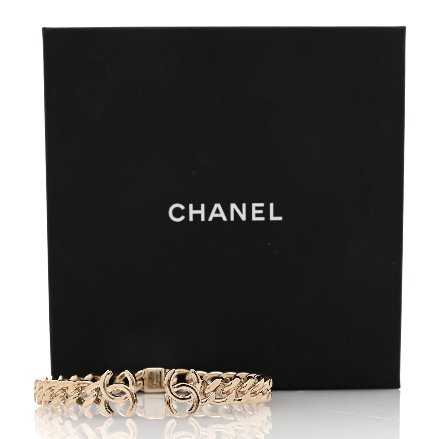 Metal CC Chain Link Choker Necklace S Gold