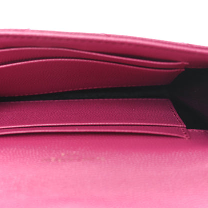 Saint Laurent Grain De Poudre Matelasse Chevron Small Monogram Envelope Wallet Bubblegum 5 of 7