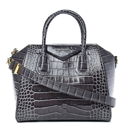Givenchy Calfskin Crocodile Embossed Small Antigona Storm Grey 1 of 10
