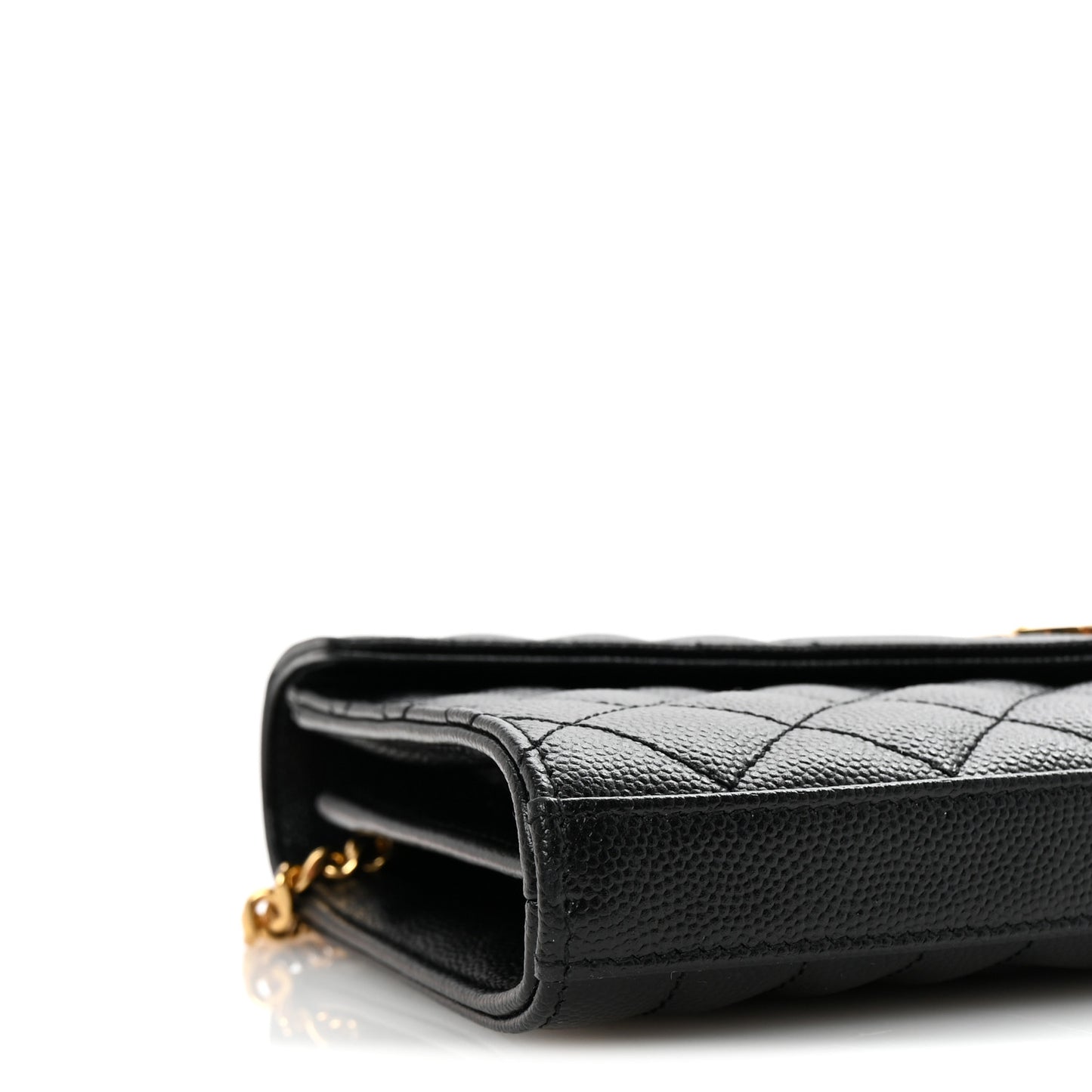 Grain De Poudre Mixed Matelasse Triquilt Monogram Chain Wallet Black