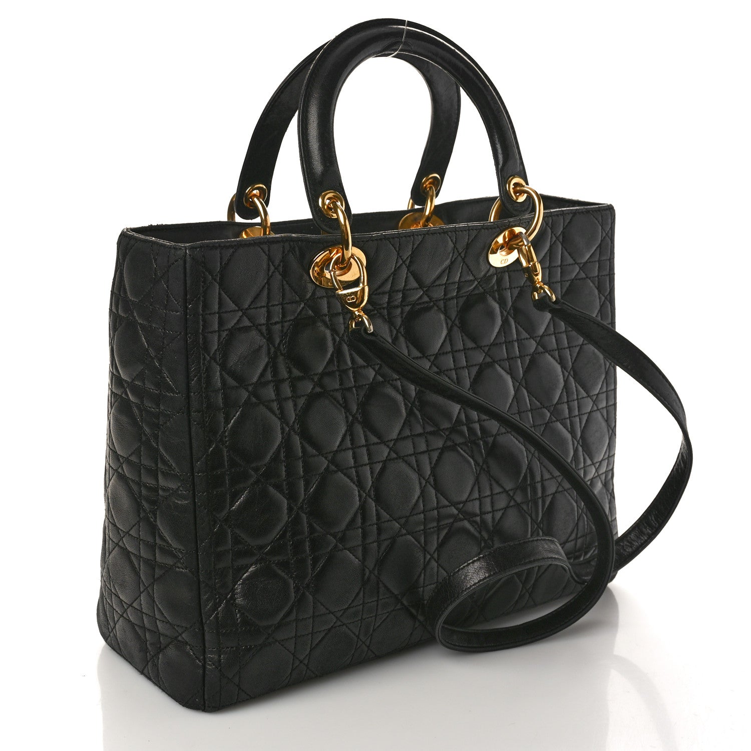 Christian Dior Lambskin Cannage Large Lady Dior Black 3 of 16