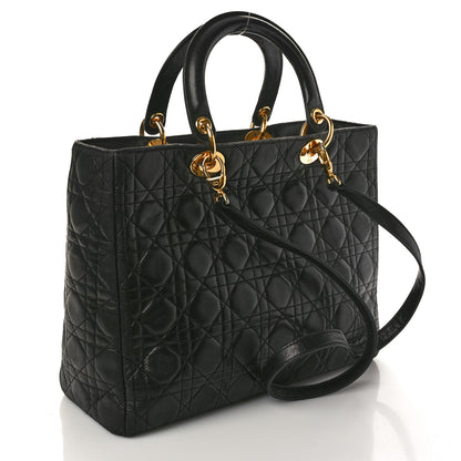 Christian Dior Lambskin Cannage Large Lady Dior Black 3 of 16