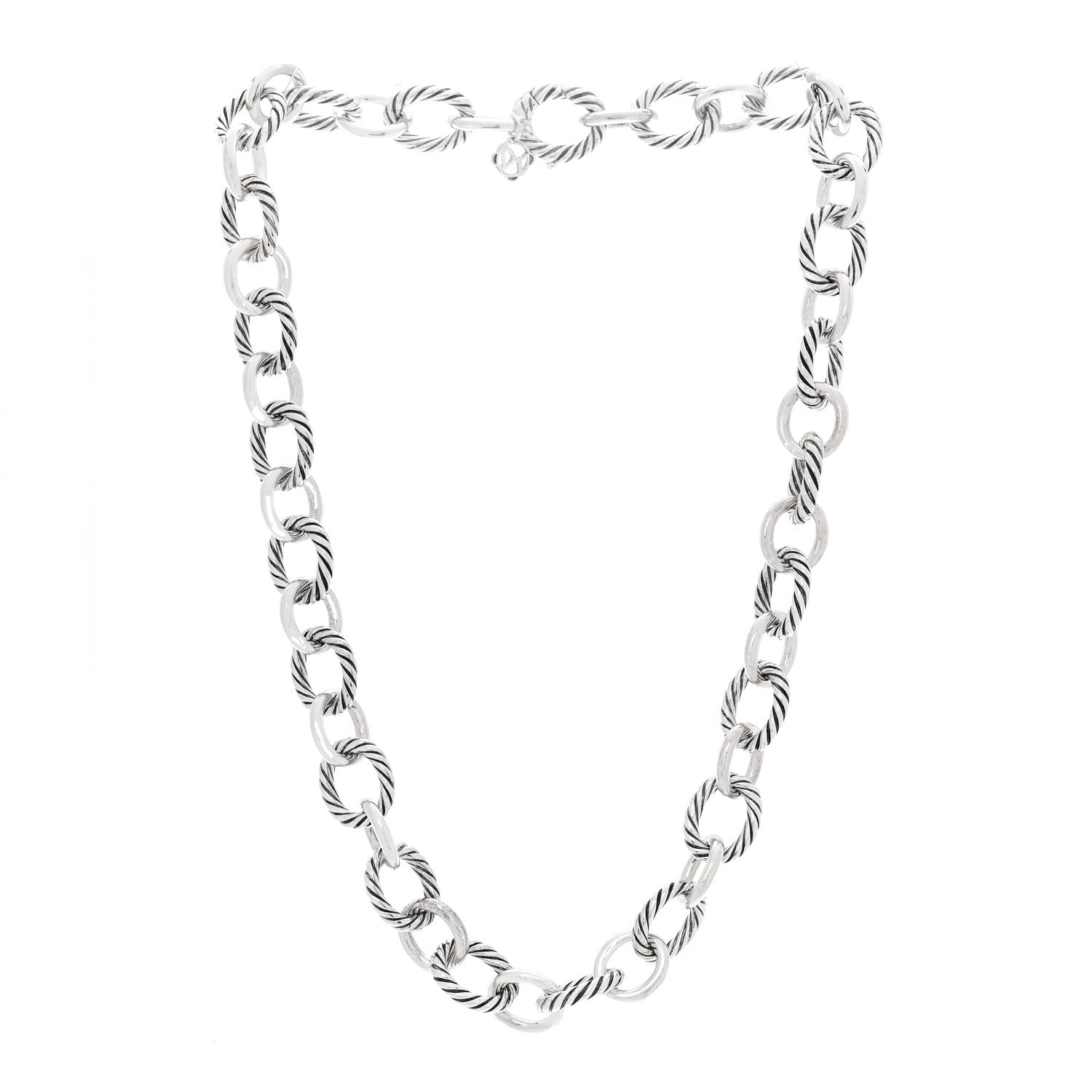 David Yurman Sterling Silver 12mm Large Oval Link Necklace 3 of 5
