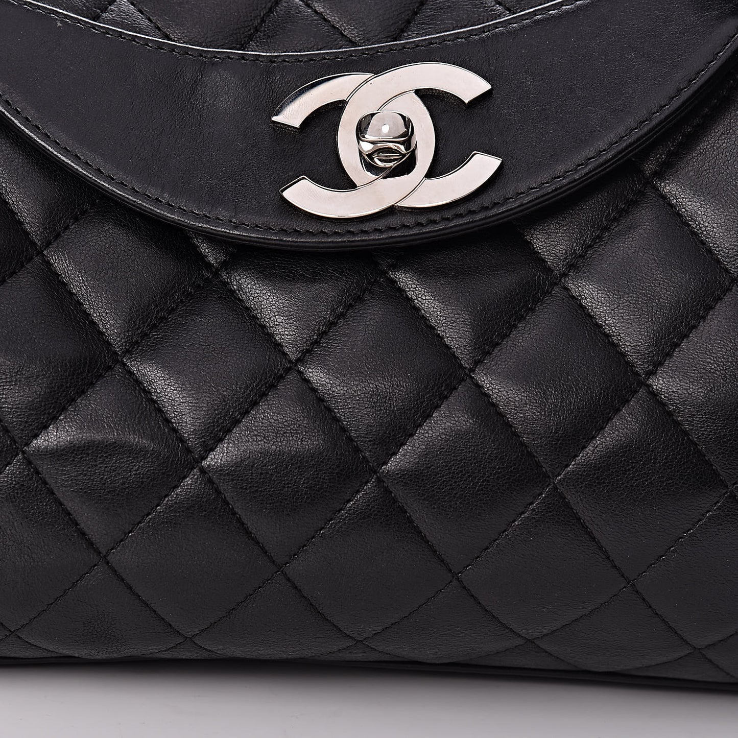 Lambskin Medium Single Accordion Flap Black