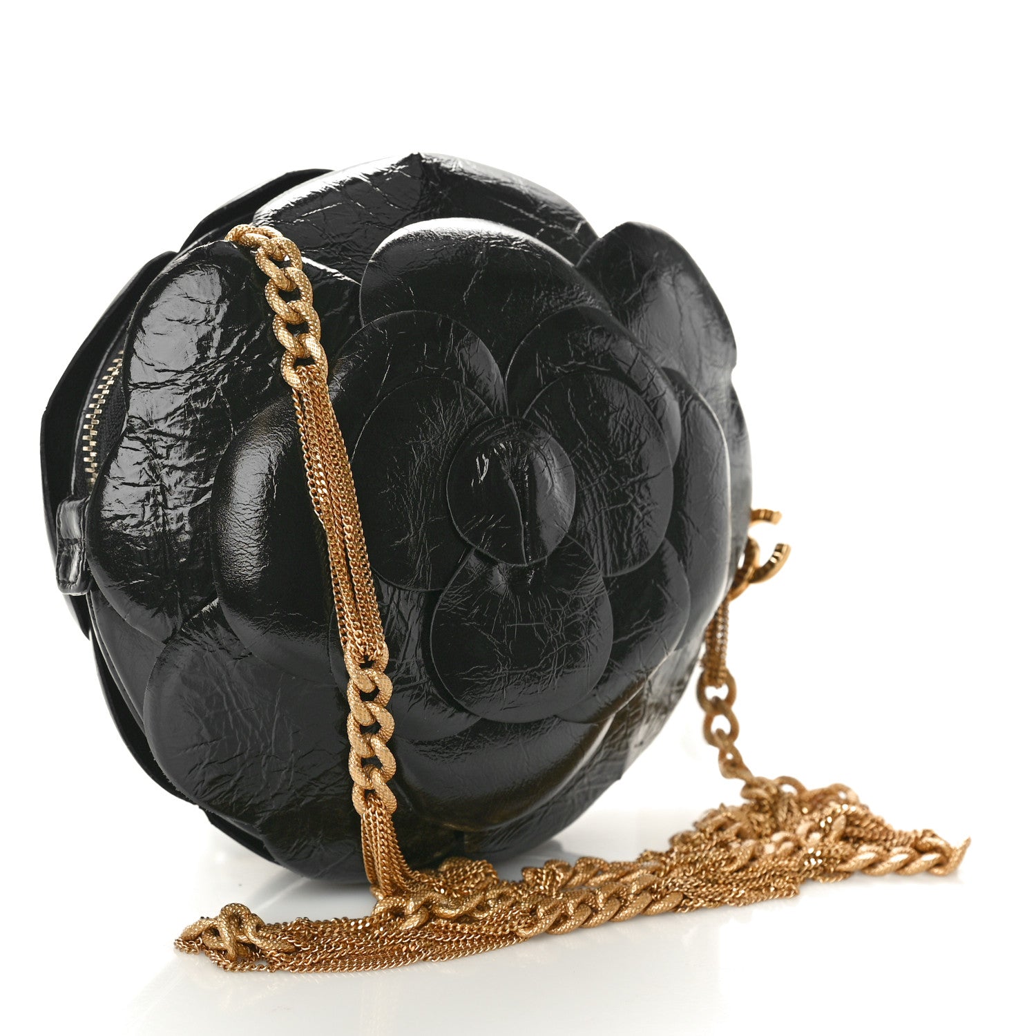 Chanel Patent Lambskin Camellia Bouquet Clutch With Chain Black 3 of 11