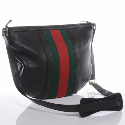 Gucci Pebbled Calfskin Vintage Web Medium Half Moon Hobo Black 3 of 8