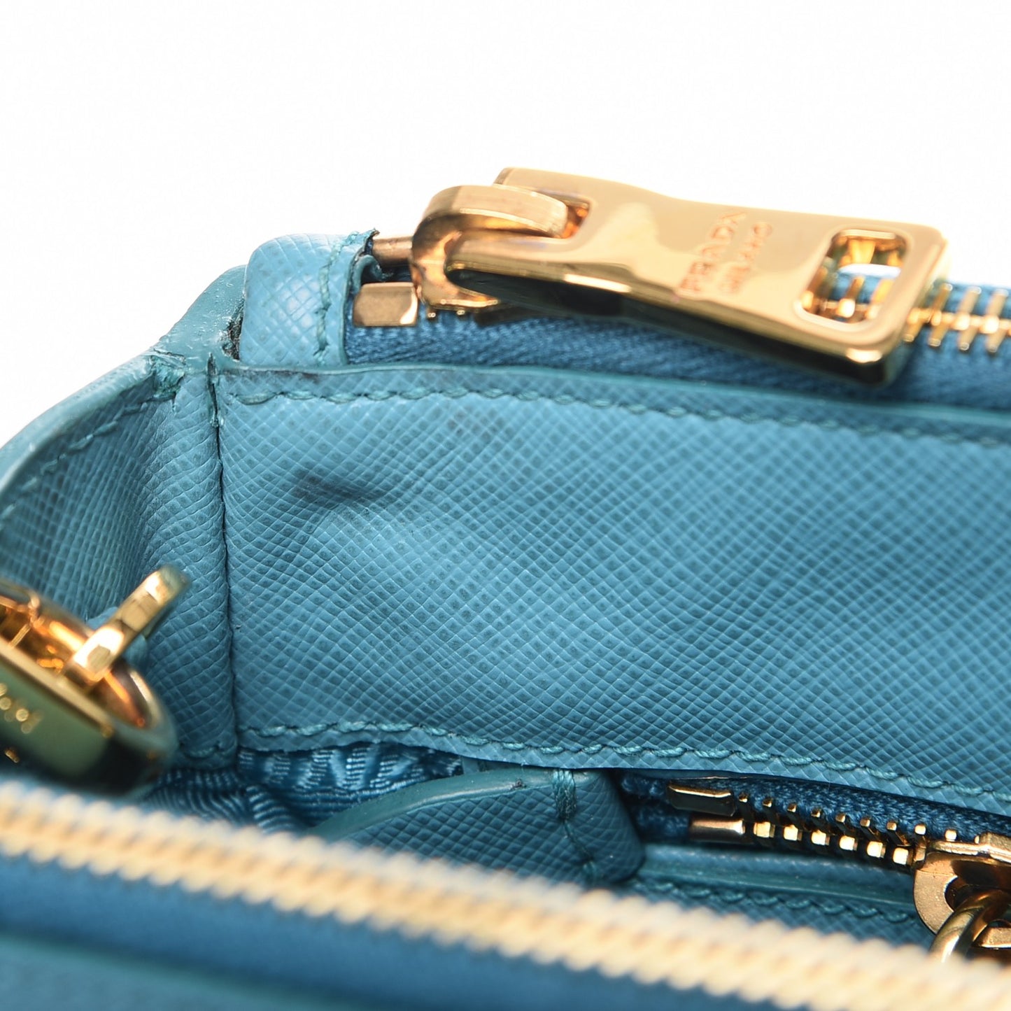 Saffiano Mini Galleria Double Zip Tote Turchese