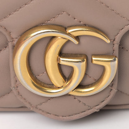 Gucci Calfskin Matelasse Super Mini GG Marmont Shoulder Bag Porcelain Rose 9 of 9