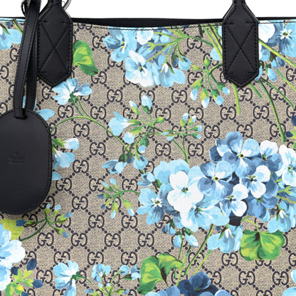 Gucci GG Supreme Monogram Blooms Medium Reversible Tote Beige Blue Navy 7 of 16