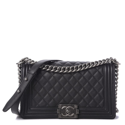 Chanel Calfskin Quilted Medium Boy Flap Black 1 of 9
