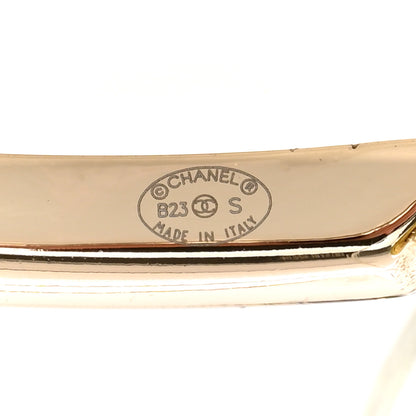 Chanel Metal Crystal CC Hoop Earrings Gold Black 3 of 5