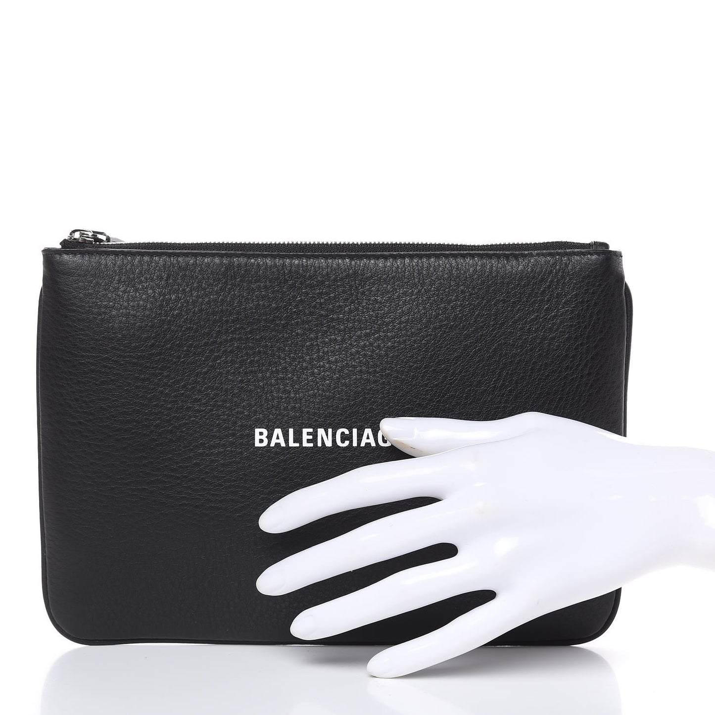 Calfskin Large Everyday Zip Pouch Black