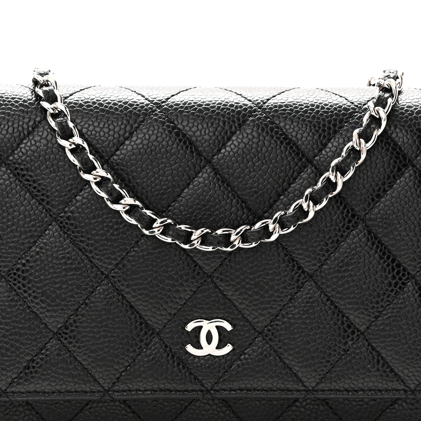 Caviar Quilted Wallet On Chain WOC Black