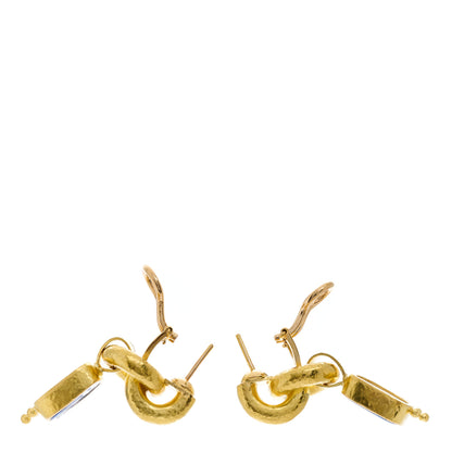 Elizabeth Locke 19K Yellow Gold Cerulean Venetian Glass Intaglio God and Pillar Cheerio Drop Earrings 3 of 5