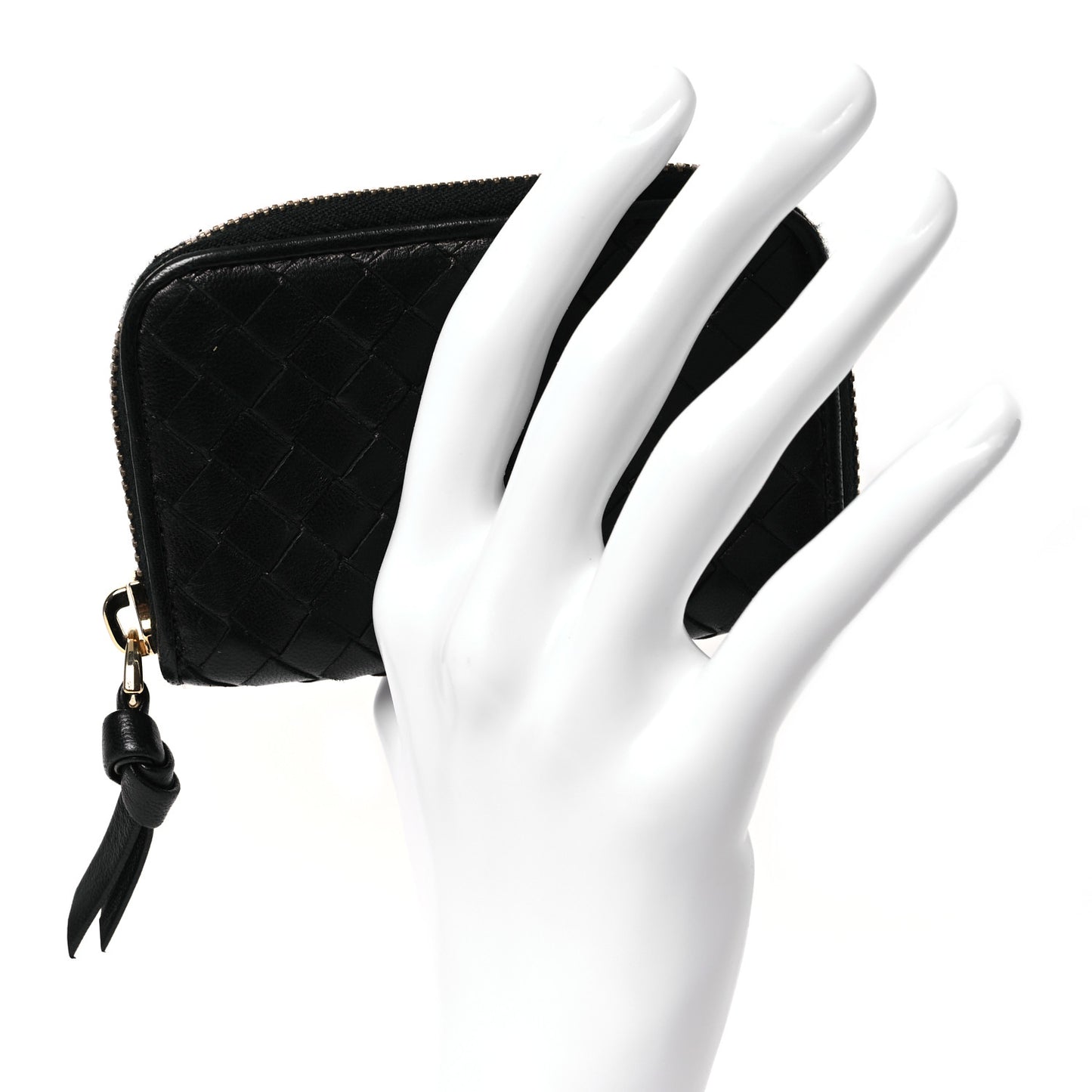 Nappa Intrecciato Zip Around Coin Purse Black