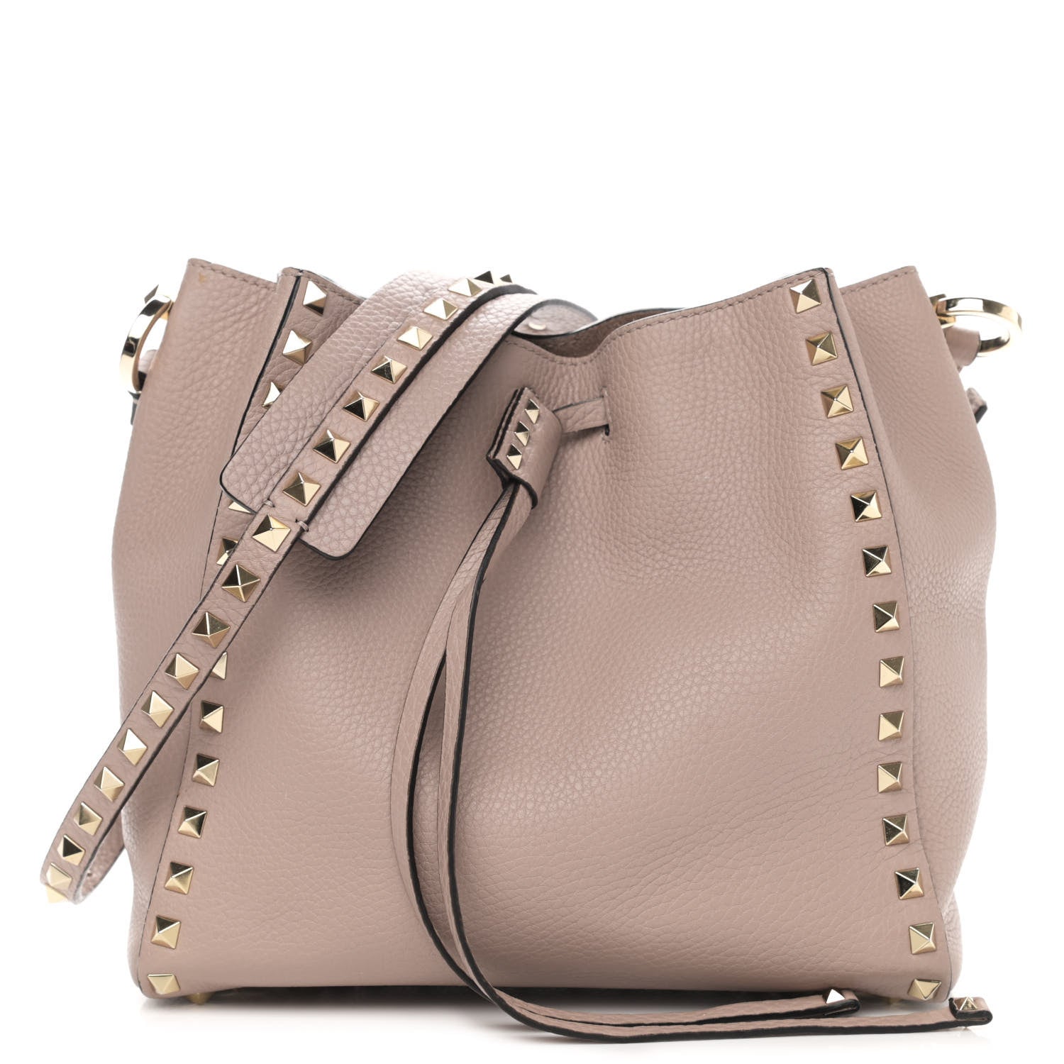 Valentino Garavani Grained Calfskin Rockstud Bucket Bag Poudre 1 of 9