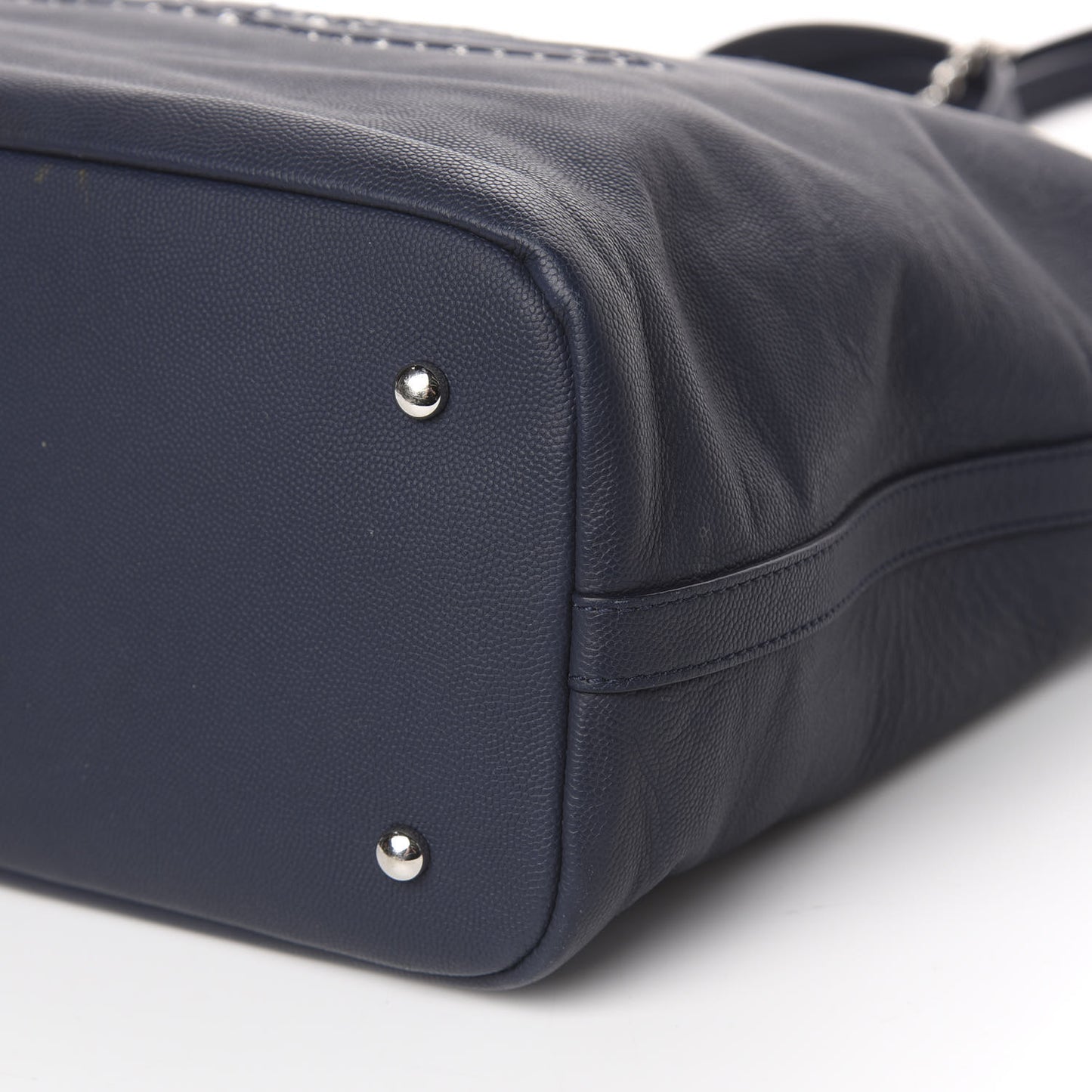 Grained Calfskin Large Coco Eyelets Shopping Tote Navy