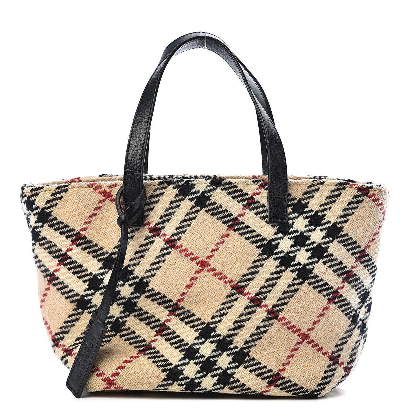 Wool Check Tote Beige