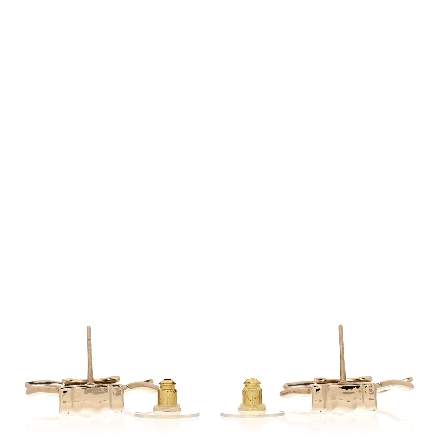Metal CC Drop Earrings Gold