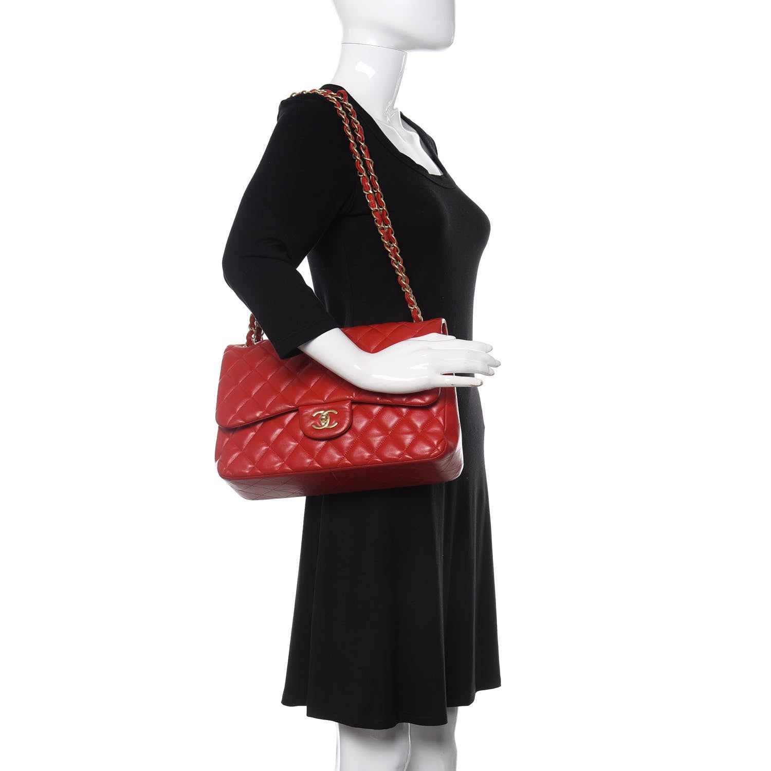 Chanel Lambskin Quilted Jumbo Double Flap Red 3 of 12