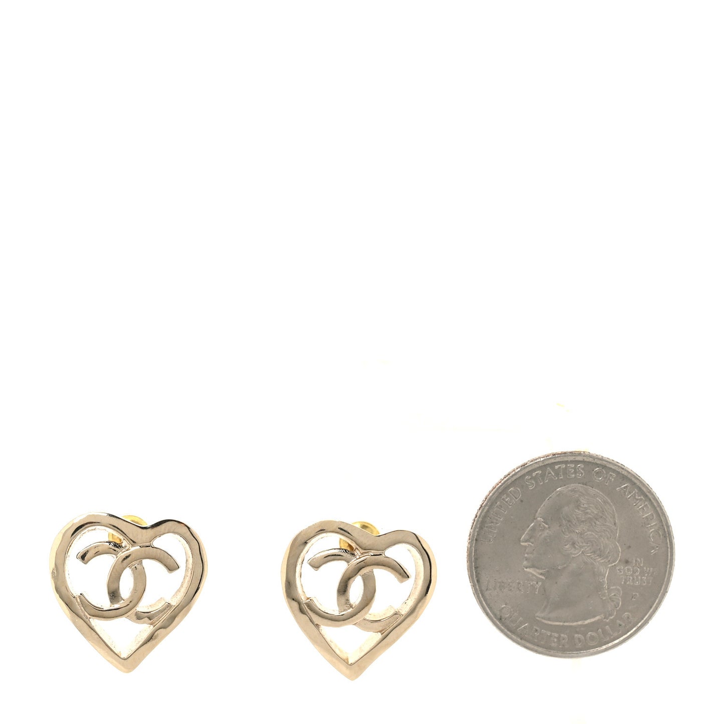 Metal CC Heart Coco In Love Earrings Gold