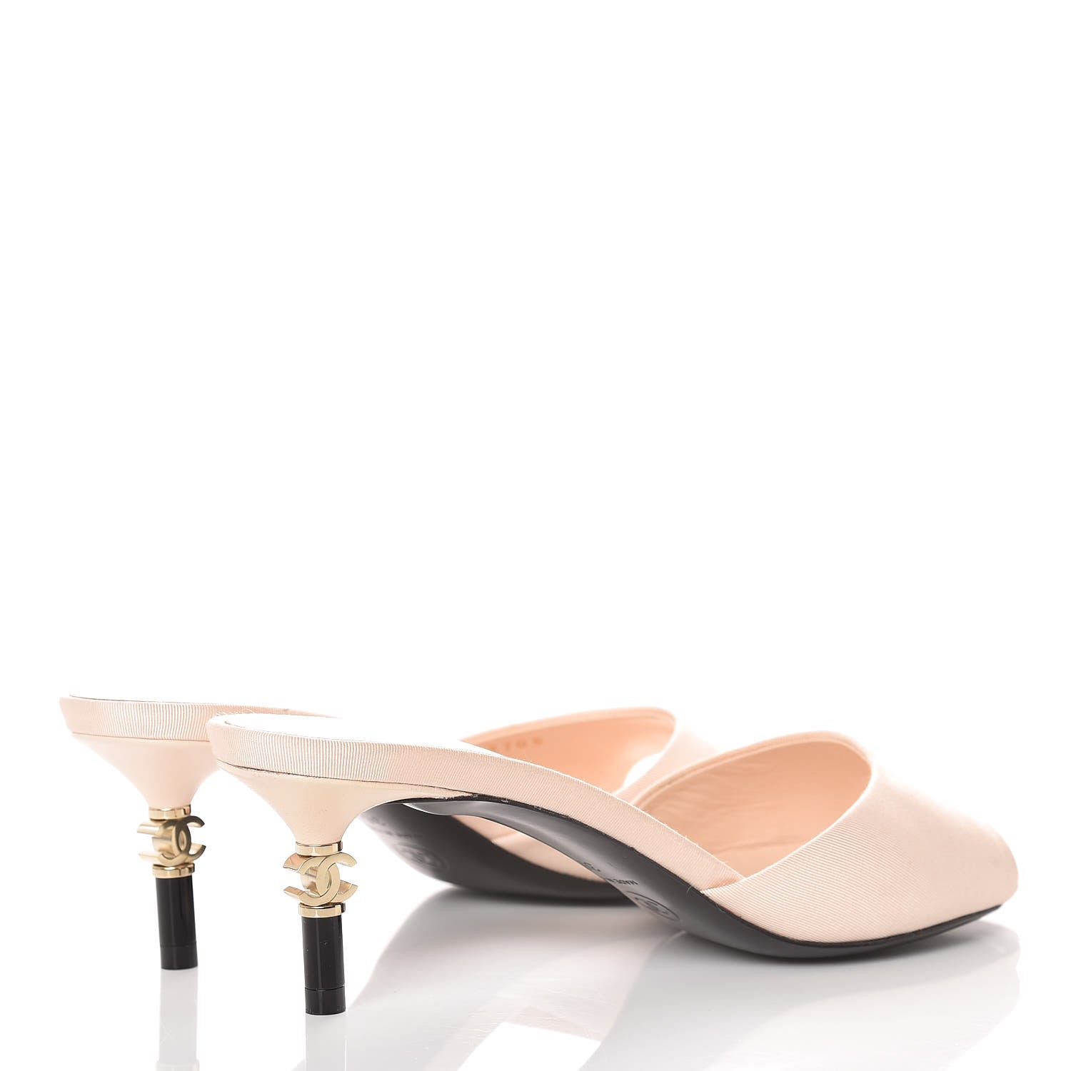 Chanel Grosgrain Lambskin CC Mules 36 Light Pink 4 of 10