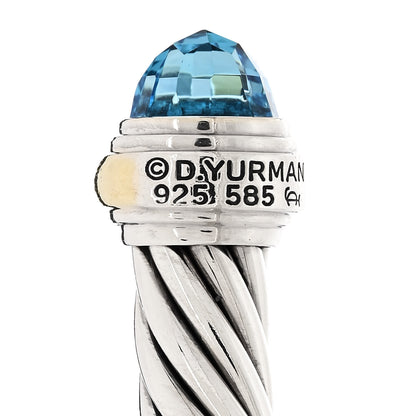 David Yurman Sterling Silver 14K Yellow Gold Blue Topaz 7mm Cable Classics Bracelet 3 of 3