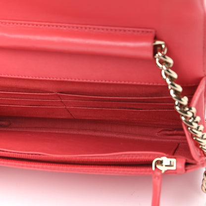 Chanel Lambskin Chevron Quilted Boy Wallet On Chain WOC Pink 4 of 13