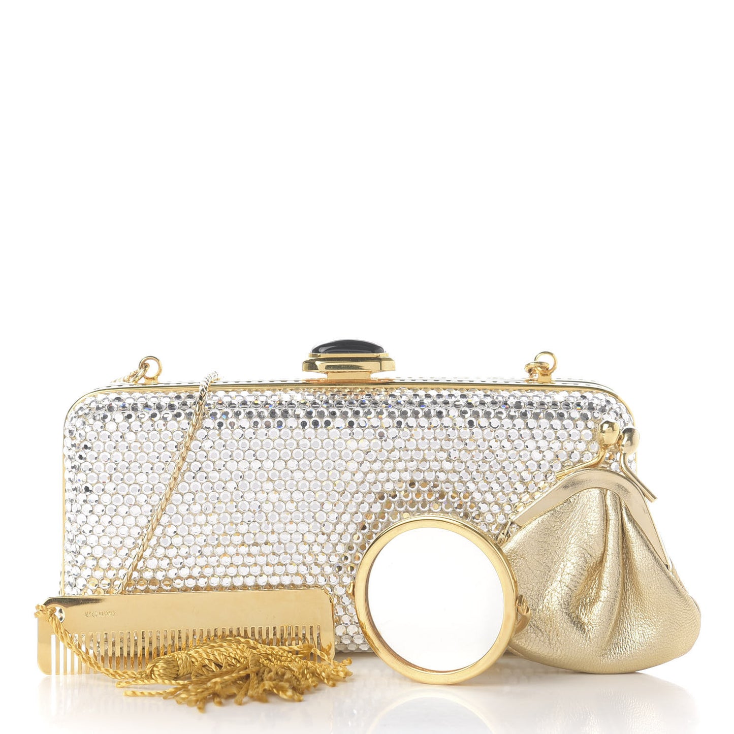 Swarovski Crystal Minaudiere Clutch Silver Gold