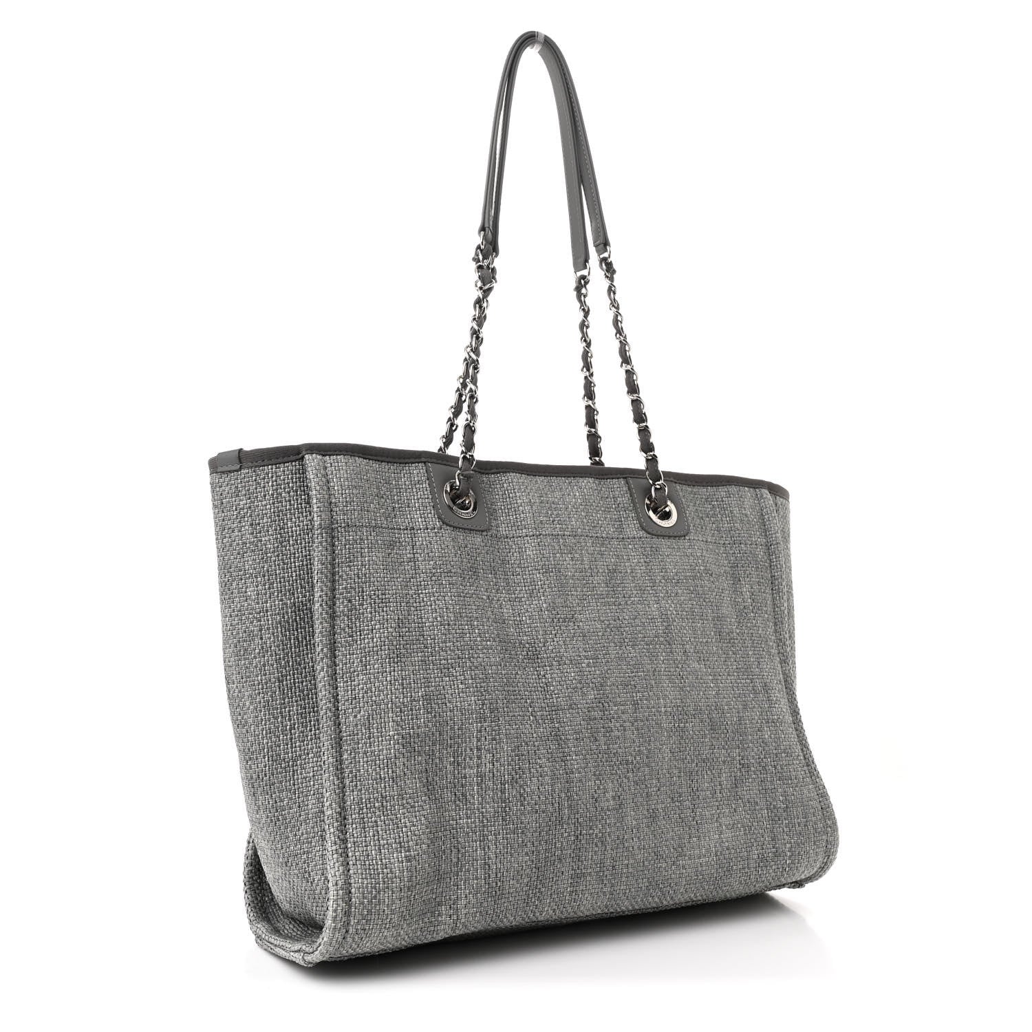 Chanel Woven Straw Raffia Small Deauville Tote Charcoal 3 of 10