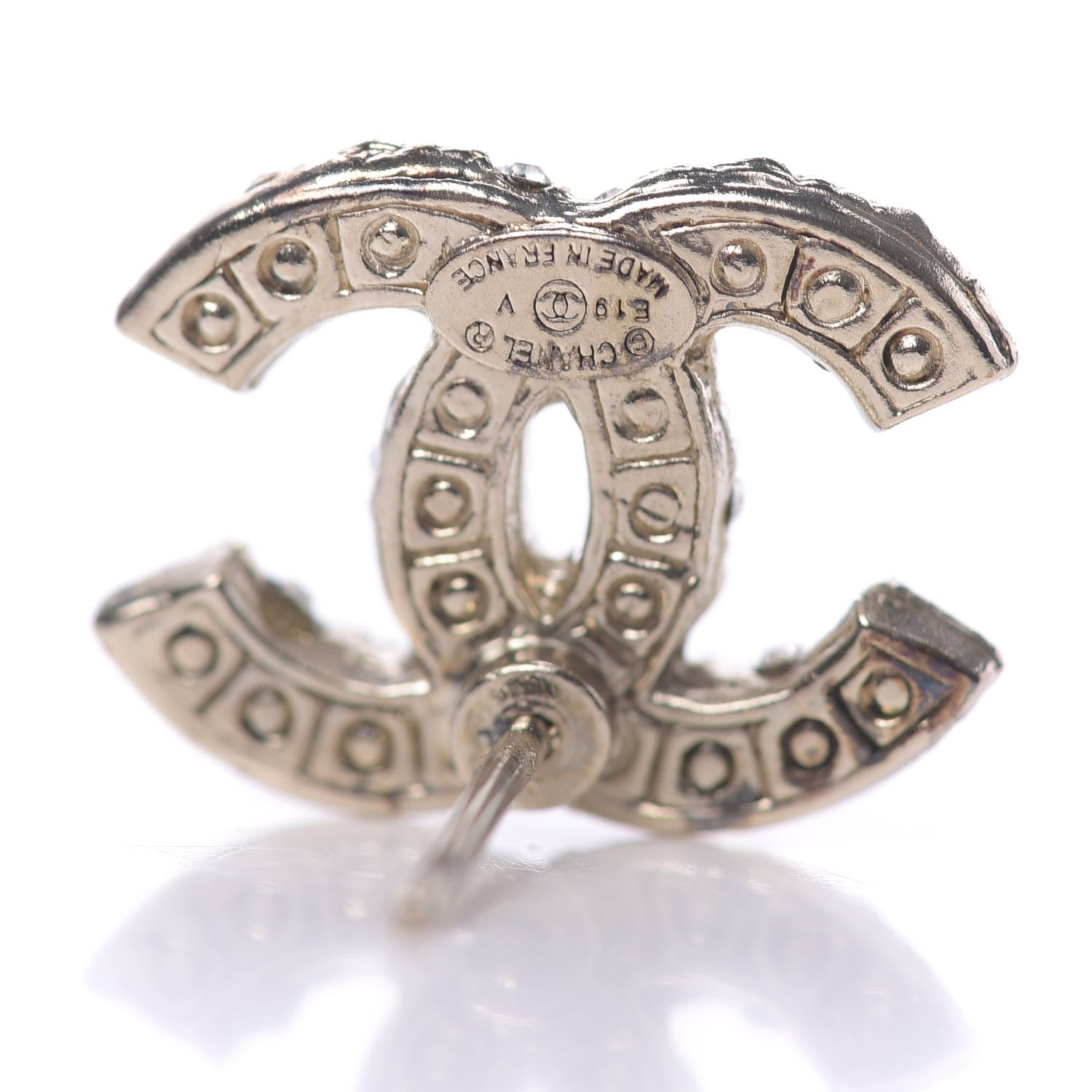 Chanel Pearl Crystal CC Earrings Gold 4 of 5