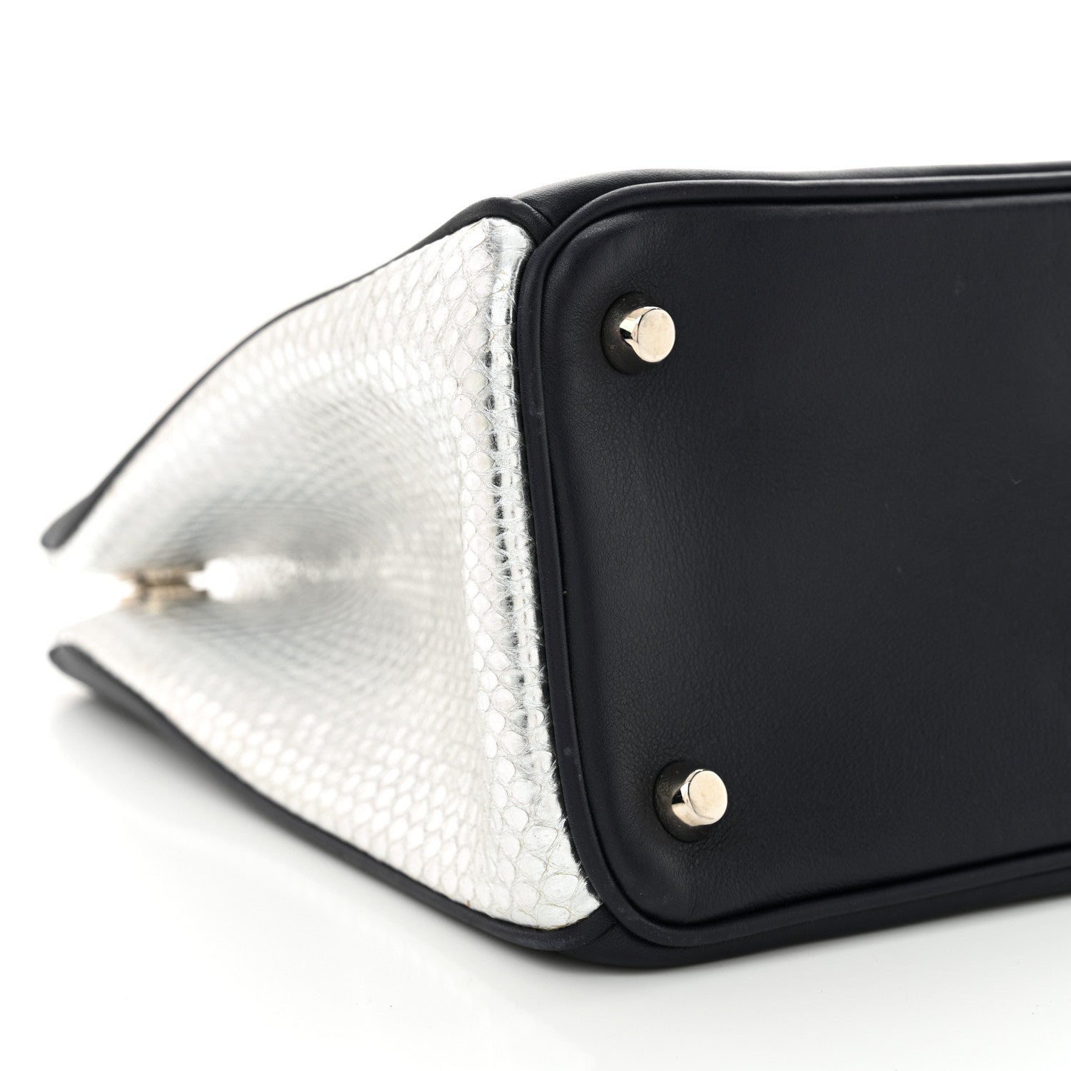 Christian Dior Calfskin Snakeskin Medium Diorissimo Tote Navy Purple Silver 9 of 12