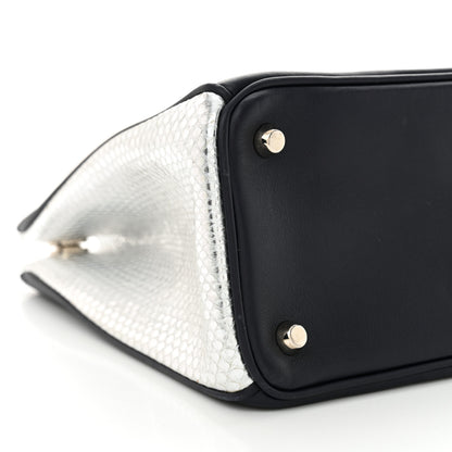 Christian Dior Calfskin Snakeskin Medium Diorissimo Tote Navy Purple Silver 9 of 12