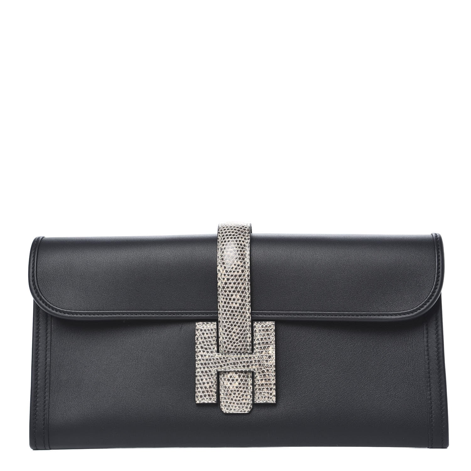 Hermes Swift Lizard Jige Elan Touch 29 Clutch Black Ombre 1 of 11