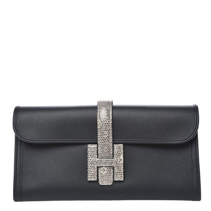 Hermes Swift Lizard Jige Elan Touch 29 Clutch Black Ombre 1 of 11