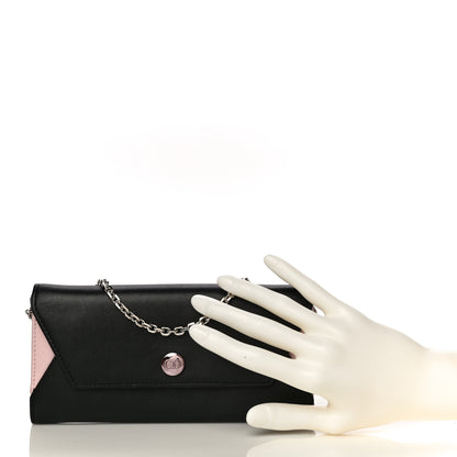 Christian Dior Calfskin Bi-Color Envelope Chain Wallet Pink Black 2 of 15