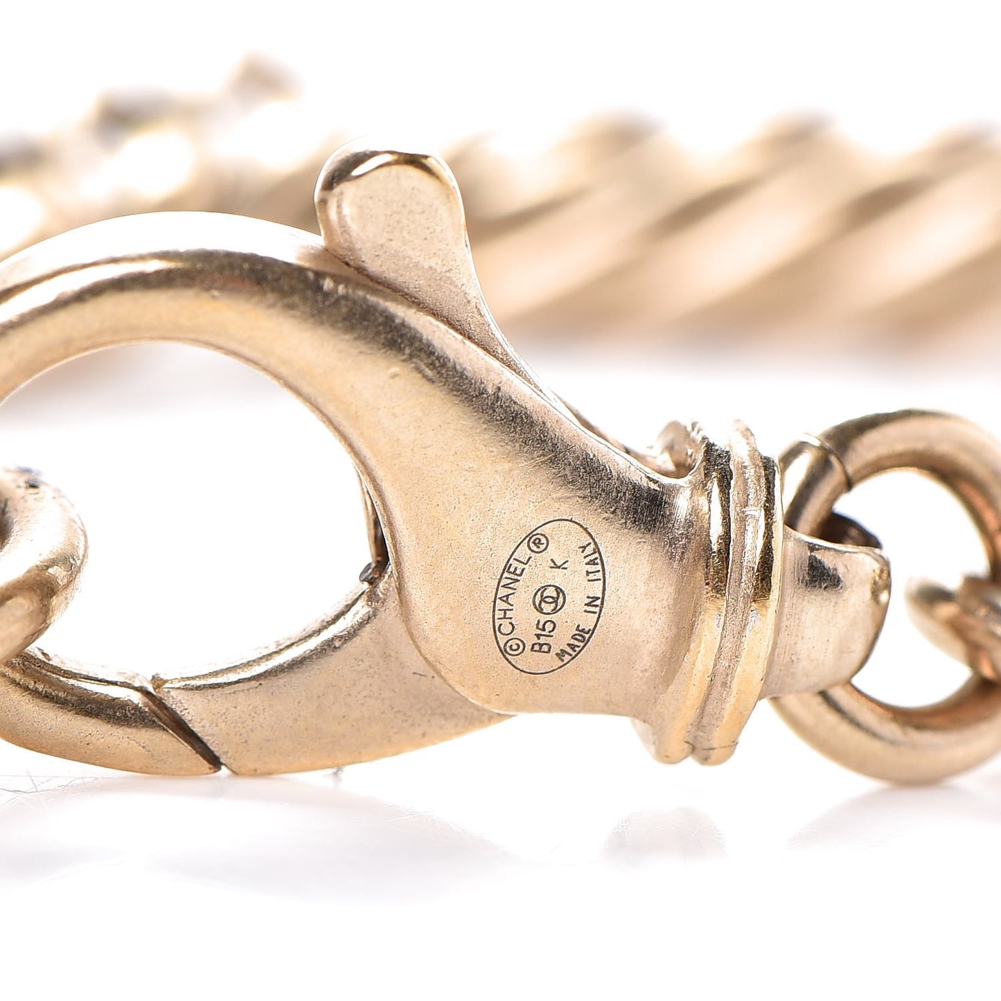 Metal Quilted CC Coin Bracelet Gold