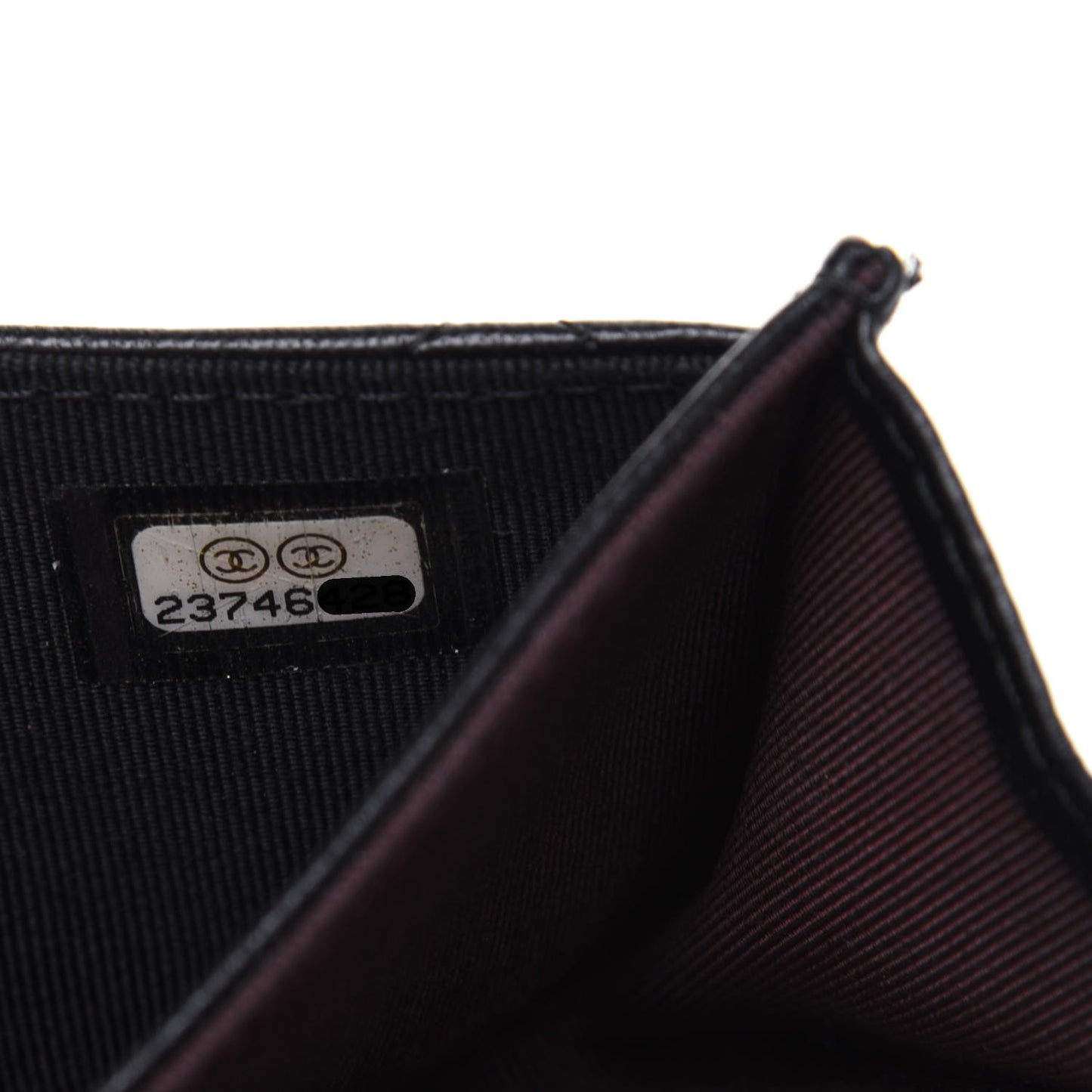 Lambskin Quilted Flap Card Holder Black