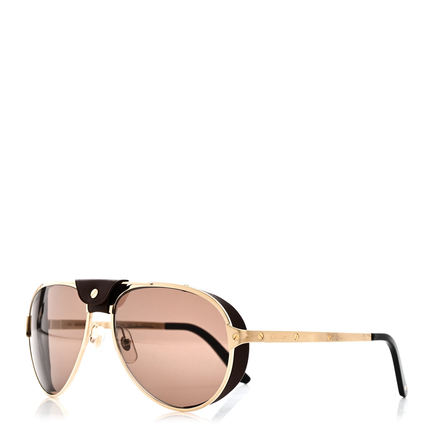 Metal Calfskin Aviator Sunglasses CT0296S Brown