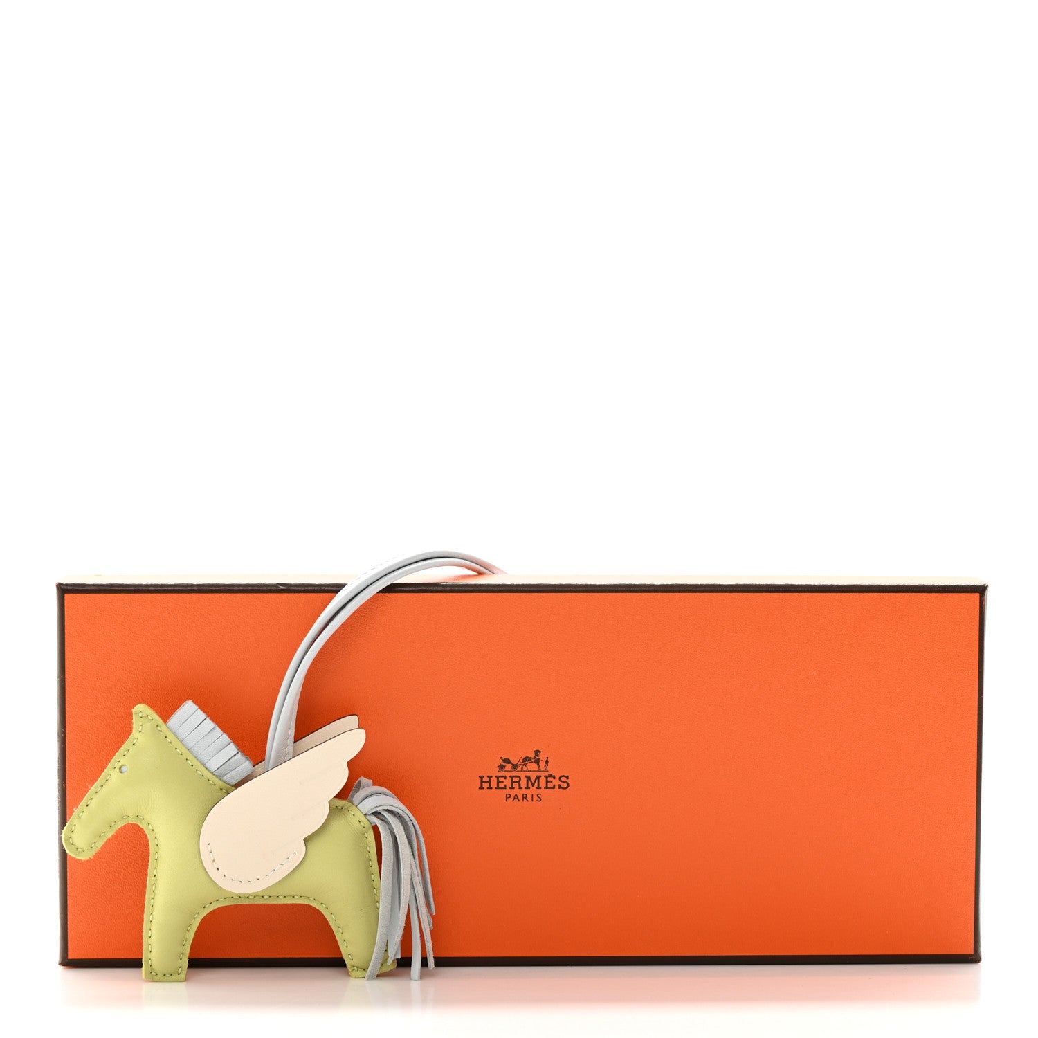 Hermes Milo Lambskin Grigri Rodeo Pegase Horse Bag Charm PM Jaune Bourgeon Bleu Brume Nata 6 of 6