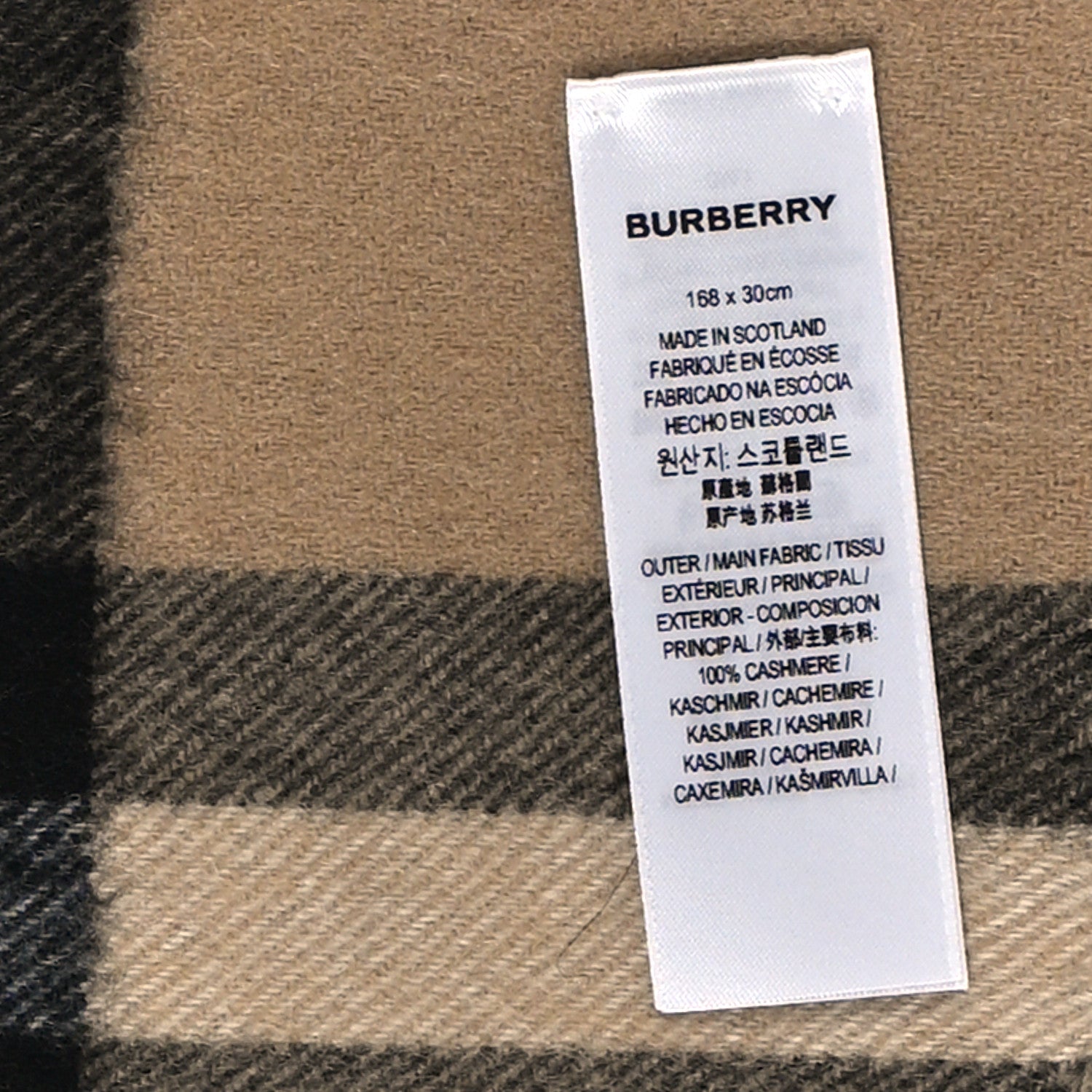 Burberry Cashmere Giant Check Fringe Scarf Camel 4 of 4