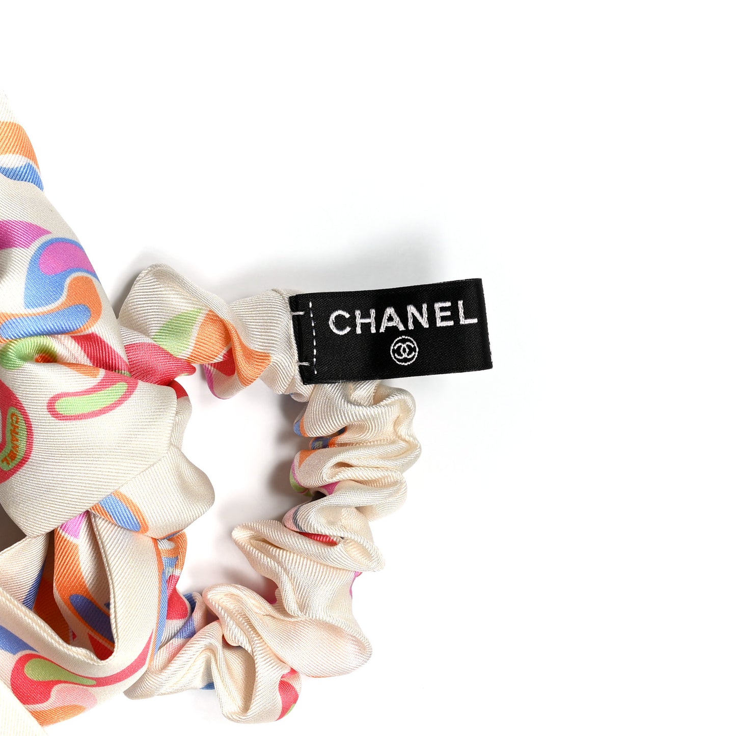 Silk CC Twilly Hair Tie White Multicolor